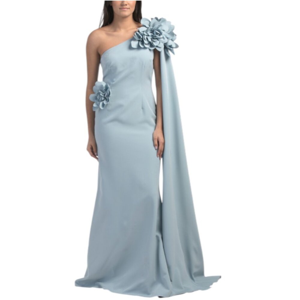 RENE BY RENE RUIZ One Shoulder 3d Floral Mikado Gown